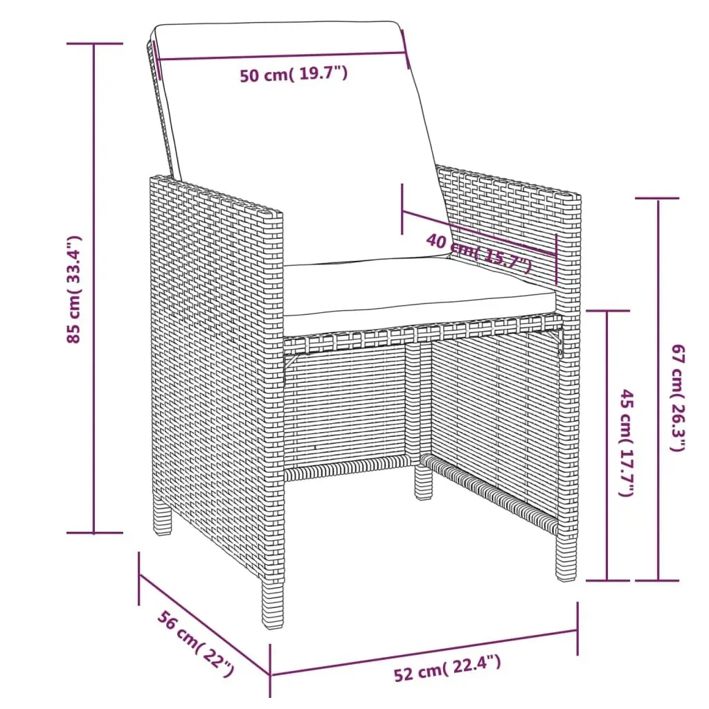 5 Piece Outdoor Dining Set Poly Rattan and Acacia Wood Black 42529