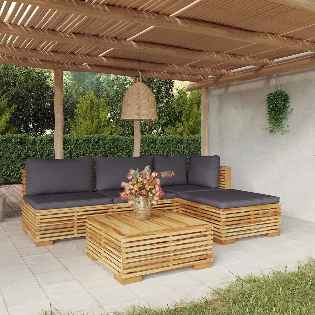 5 Piece Garden Lounge Set with Cushions Solid Wood Teak 3100856