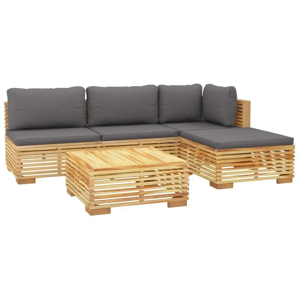 5 Piece Garden Lounge Set with Cushions Solid Wood Teak 3100856