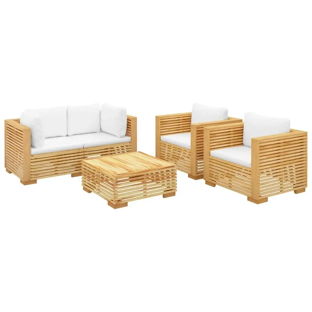 5 Piece Garden Lounge Set with Cushions Solid Wood Teak 3100869