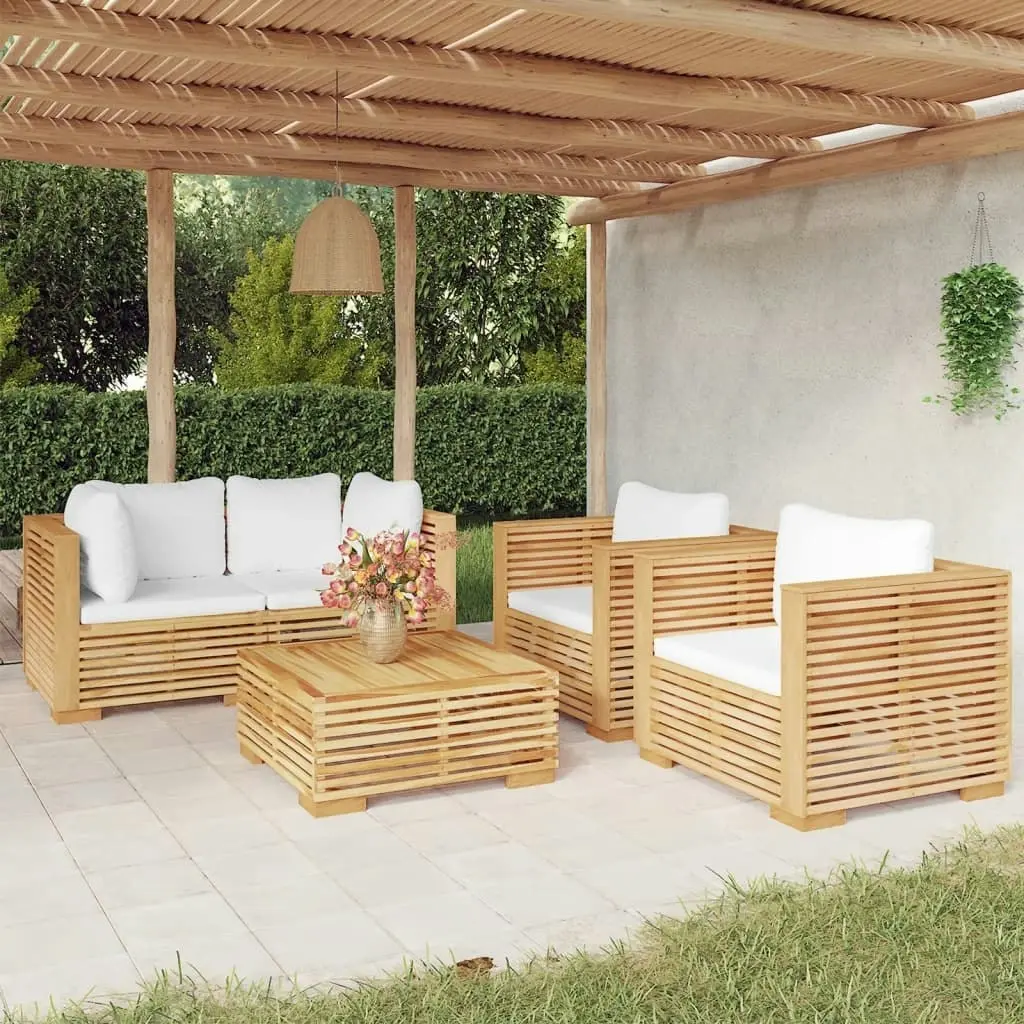 5 Piece Garden Lounge Set with Cushions Solid Wood Teak 3100869