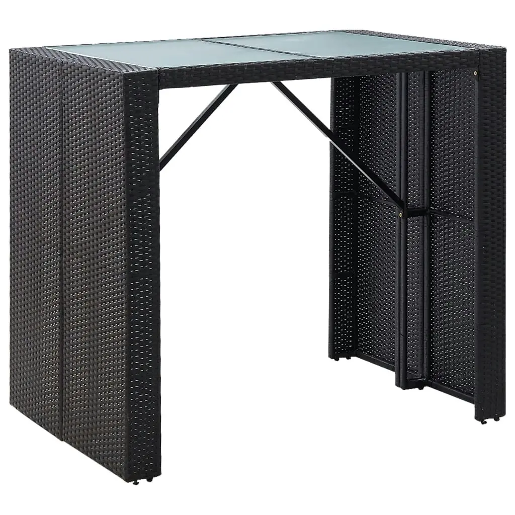 5 Piece Outdoor Bar Set Poly Rattan and Glass Black 49568