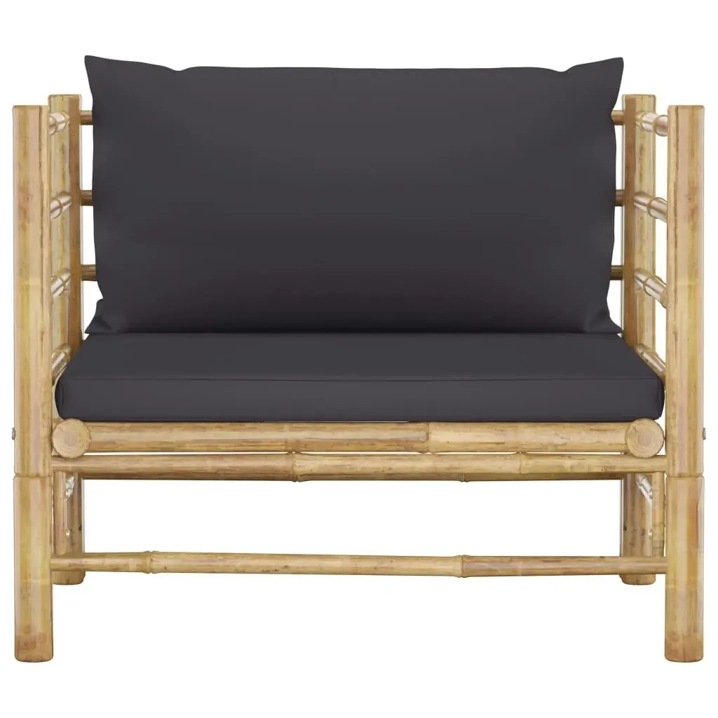 5 Piece Garden Lounge Set with Dark Grey Cushions Bamboo 3058208