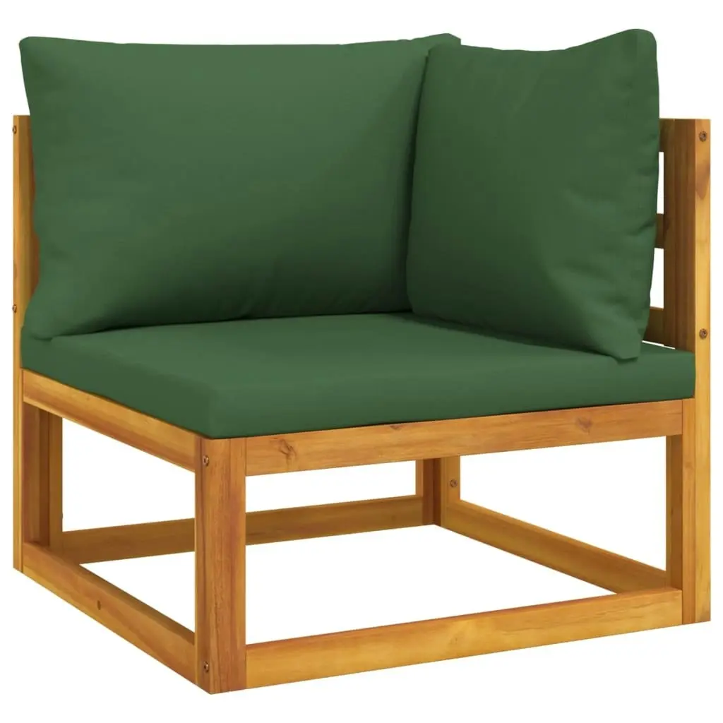 5 Piece Garden Lounge Set with Green Cushions Solid Wood 3155333