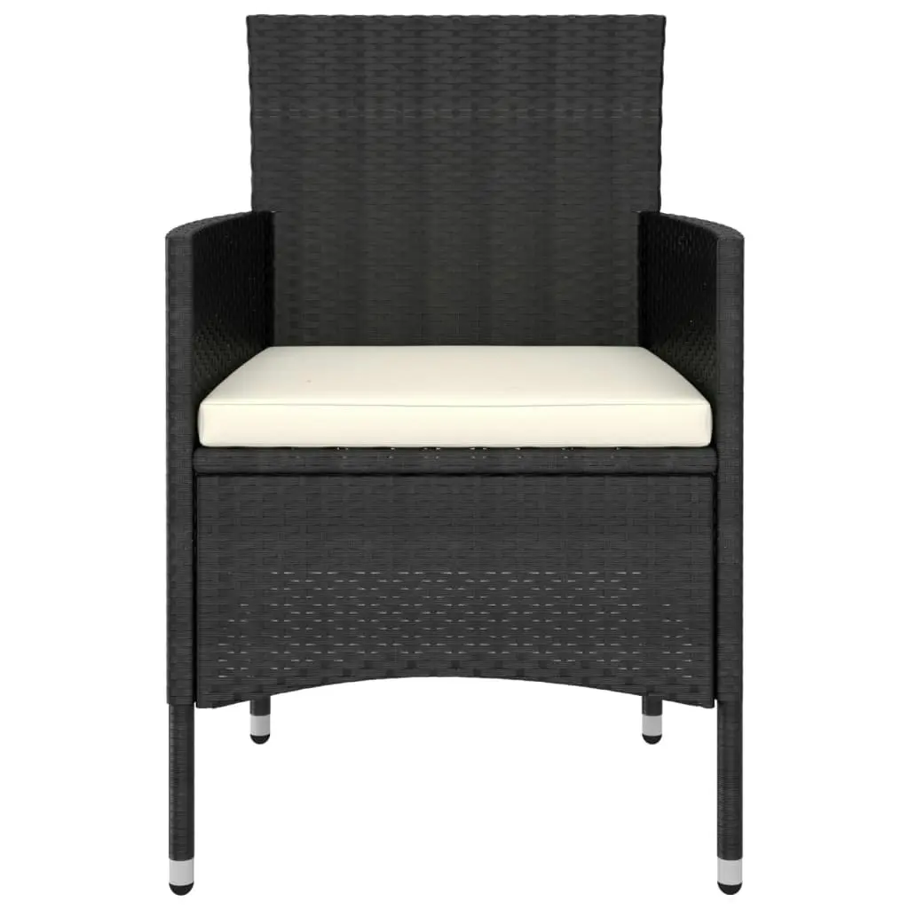 5 Piece Garden Lounge Set Poly Rattan Black 3058468