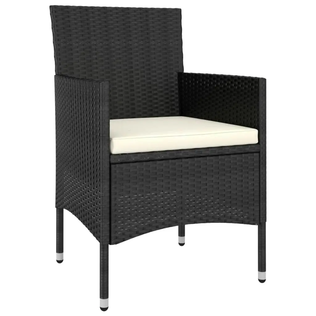 5 Piece Garden Lounge Set Poly Rattan Black 3058468