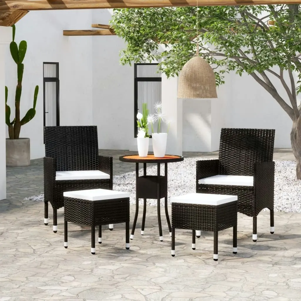 5 Piece Garden Lounge Set Poly Rattan Black 3058472