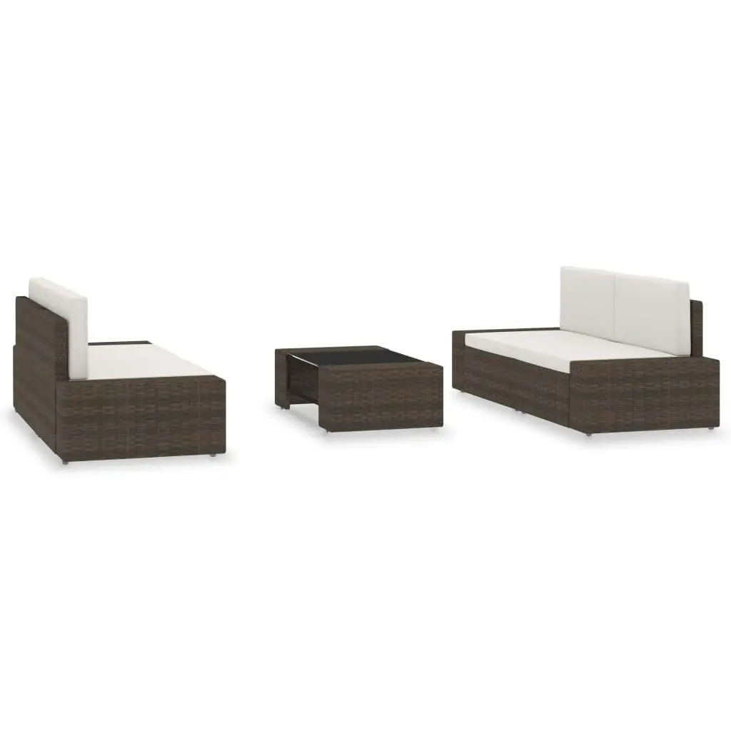 5 Piece Garden Lounge Set Poly Rattan Brown 3054587