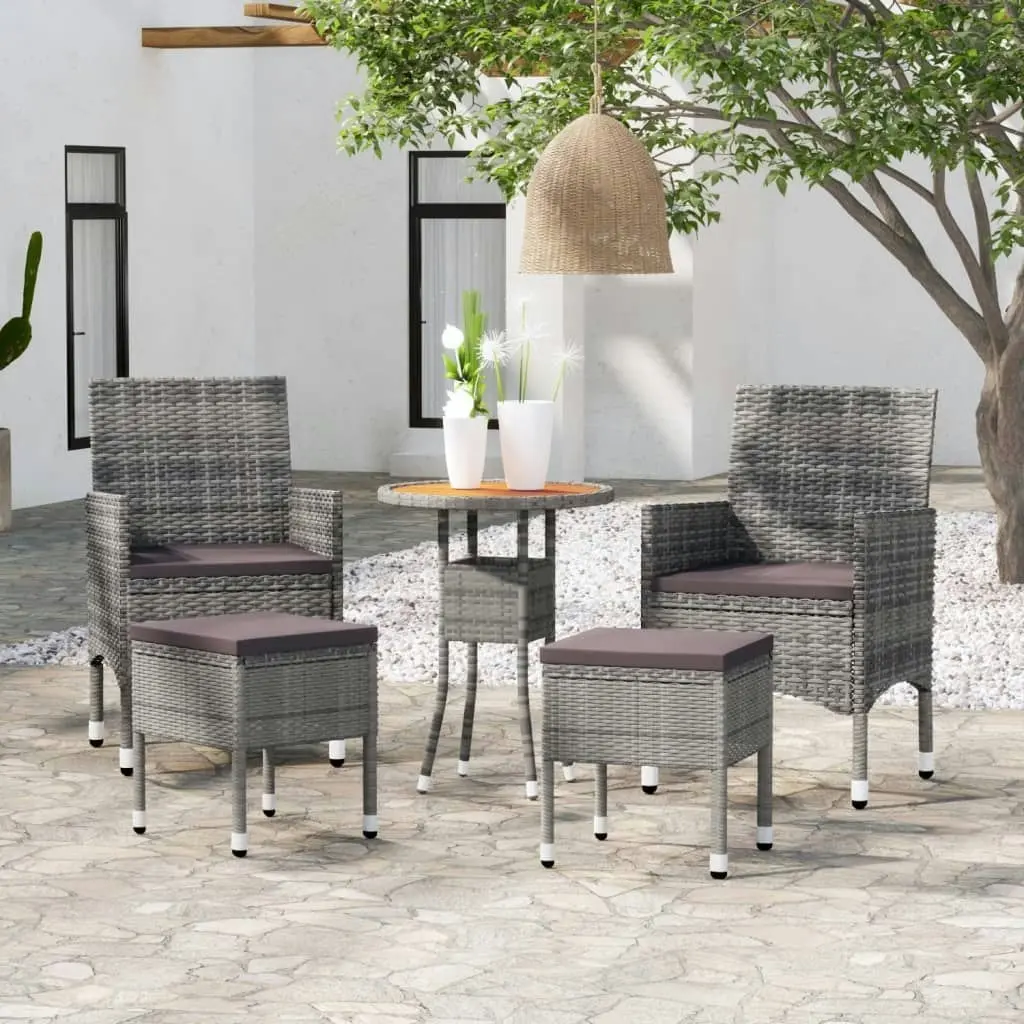 5 Piece Garden Lounge Set Poly Rattan Grey 3058473