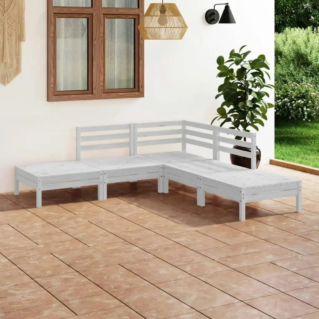 5 Piece Garden Lounge Set Solid Pinewood White 3082638