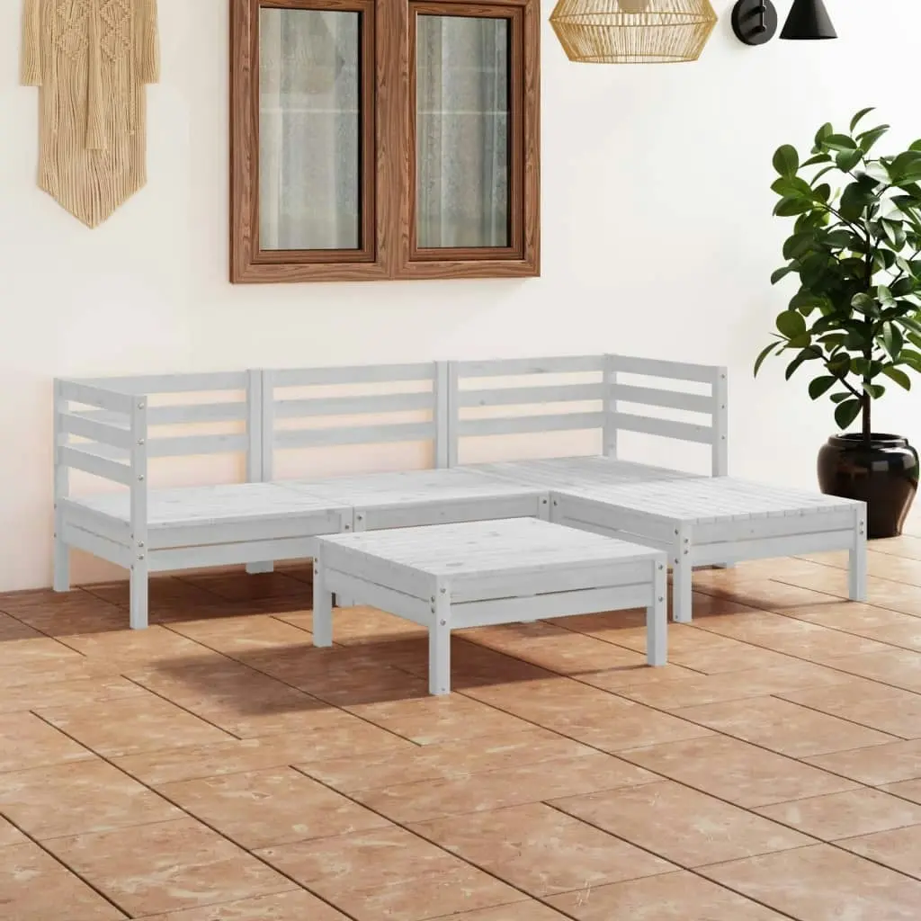 5 Piece Garden Lounge Set Solid Pinewood White 3082673