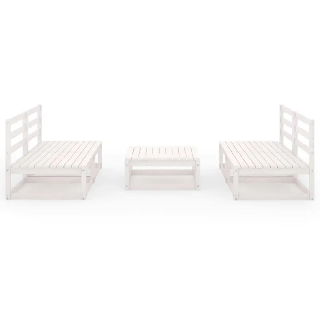 5 Piece Garden Lounge Set White Solid Pinewood 3075240