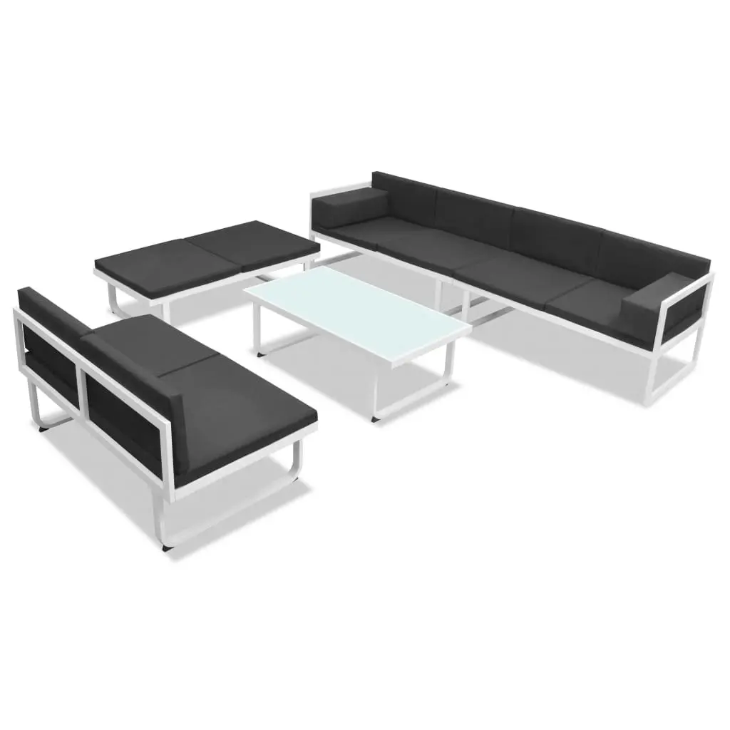 5 Piece Garden Lounge Set Textilene Aluminium Black 42814