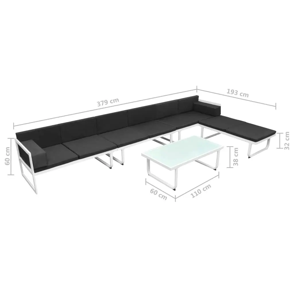 5 Piece Garden Lounge Set Textilene Aluminium Black 42814