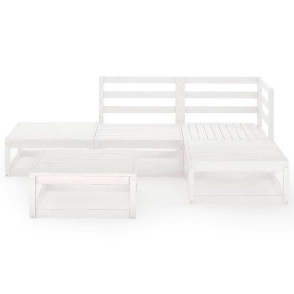 5 Piece Garden Lounge Set White Solid Pinewood 3075480