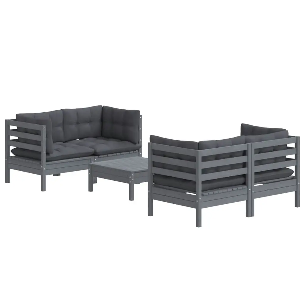 5 Piece Garden Lounge Set with Anthracite Cushions Pinewood 3096024