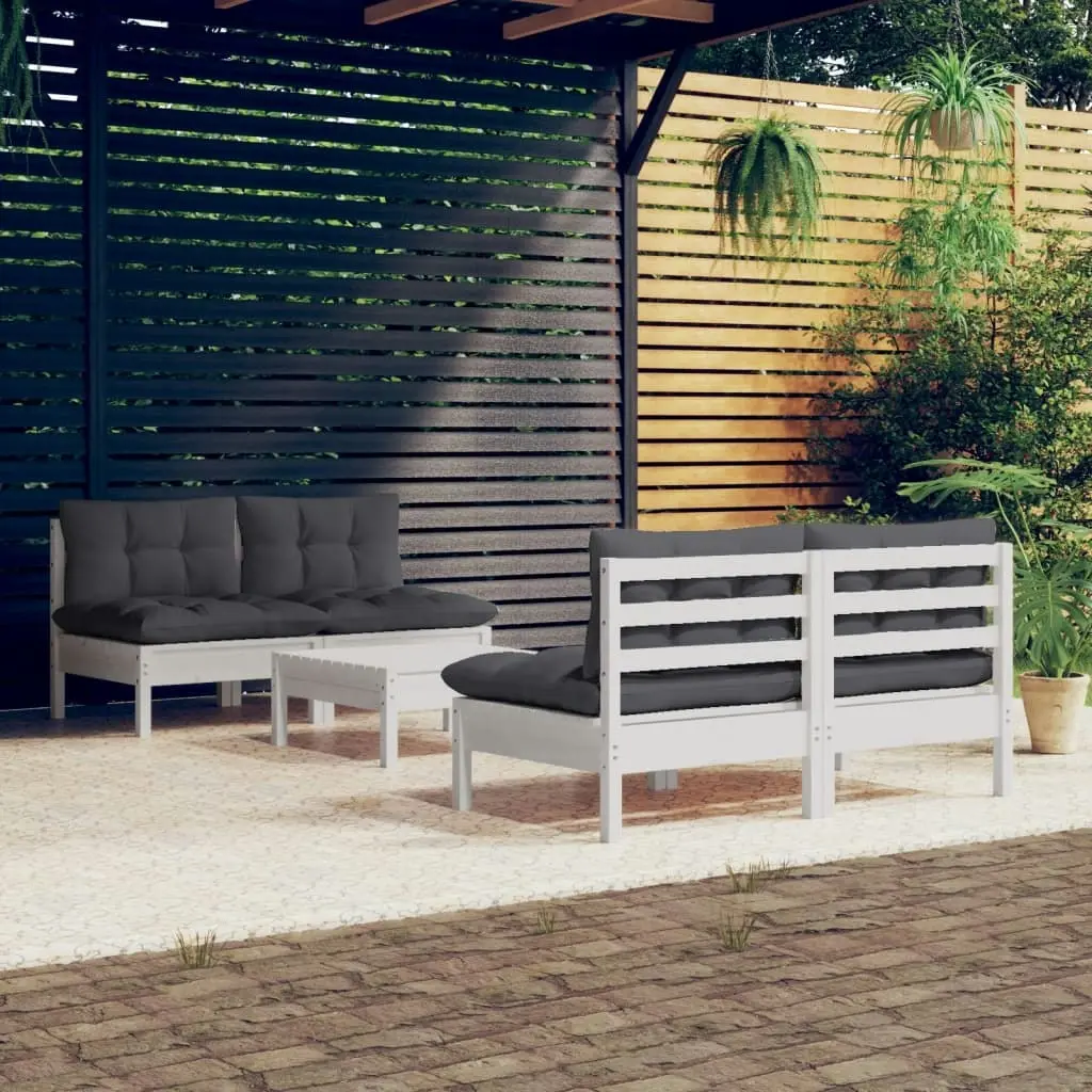 5 Piece Garden Lounge Set with Anthracite Cushions Pinewood 3096005