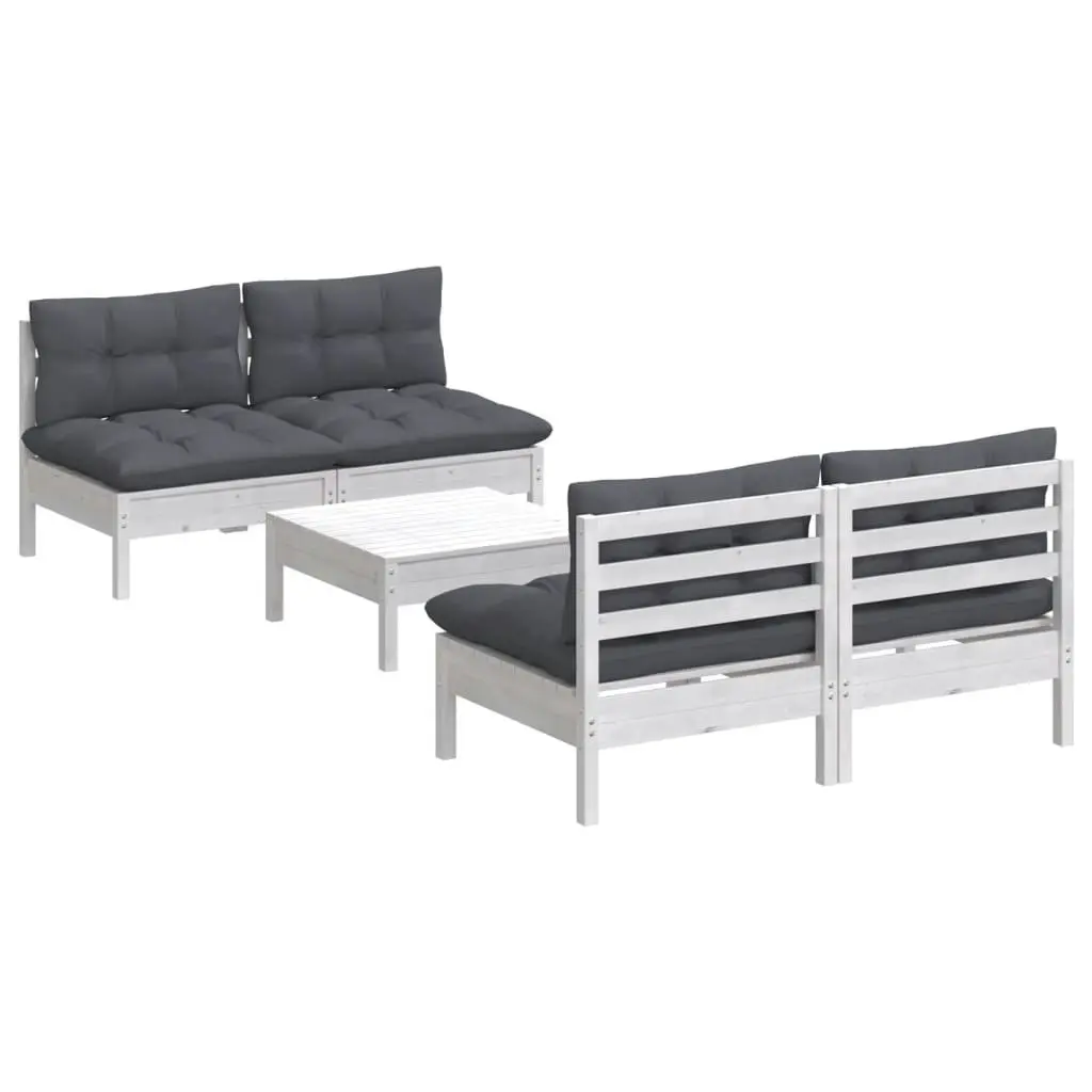 5 Piece Garden Lounge Set with Anthracite Cushions Pinewood 3096005