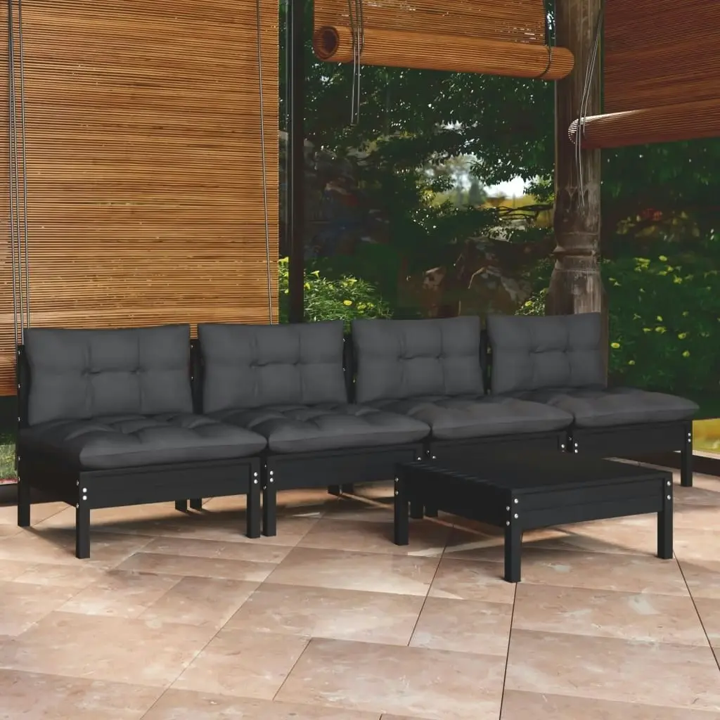 5 Piece Garden Lounge Set with Anthracite Cushions Pinewood 3096134