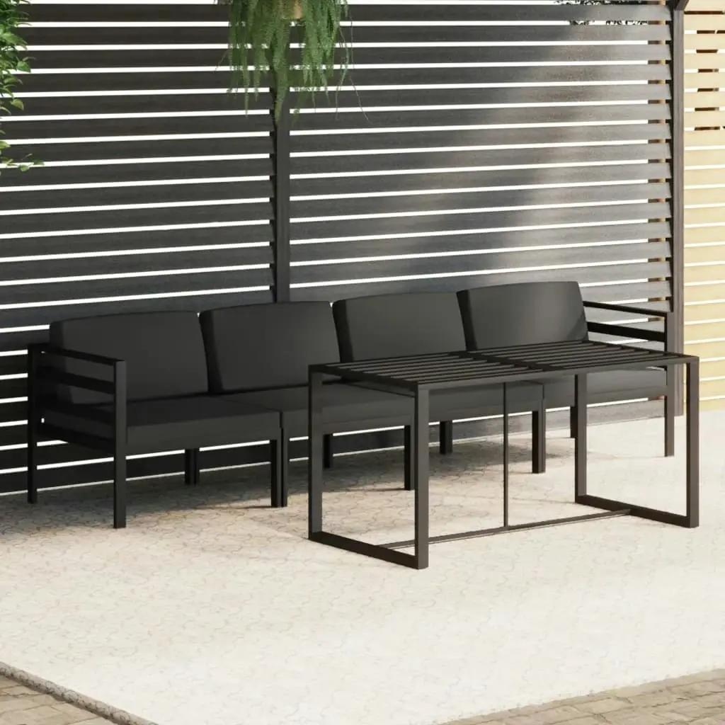 5 Piece Garden Lounge Set with Cushions Aluminium Anthracite 3115918