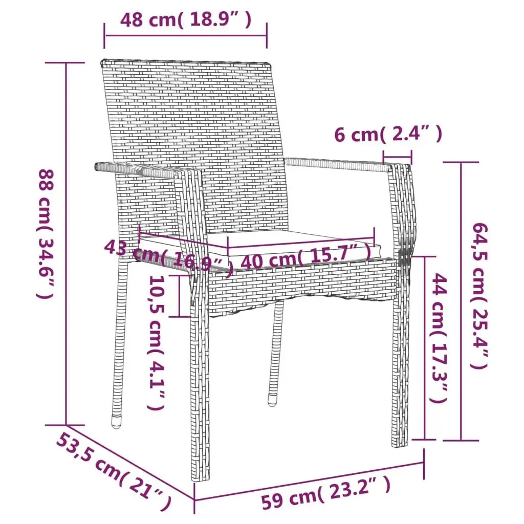 5 Piece Garden Dining Set with Cushions Grey Poly Rattan 3184995