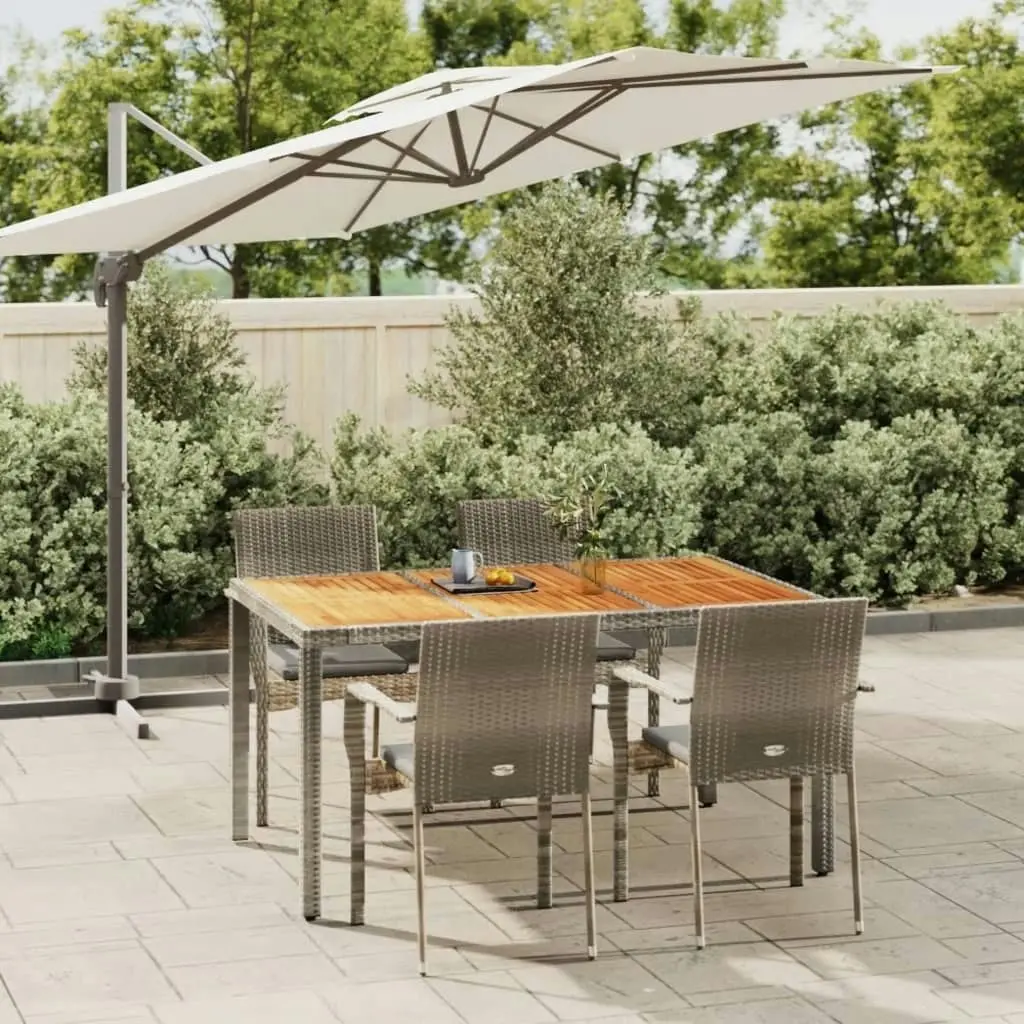 5 Piece Garden Dining Set with Cushions Grey Poly Rattan 3184995