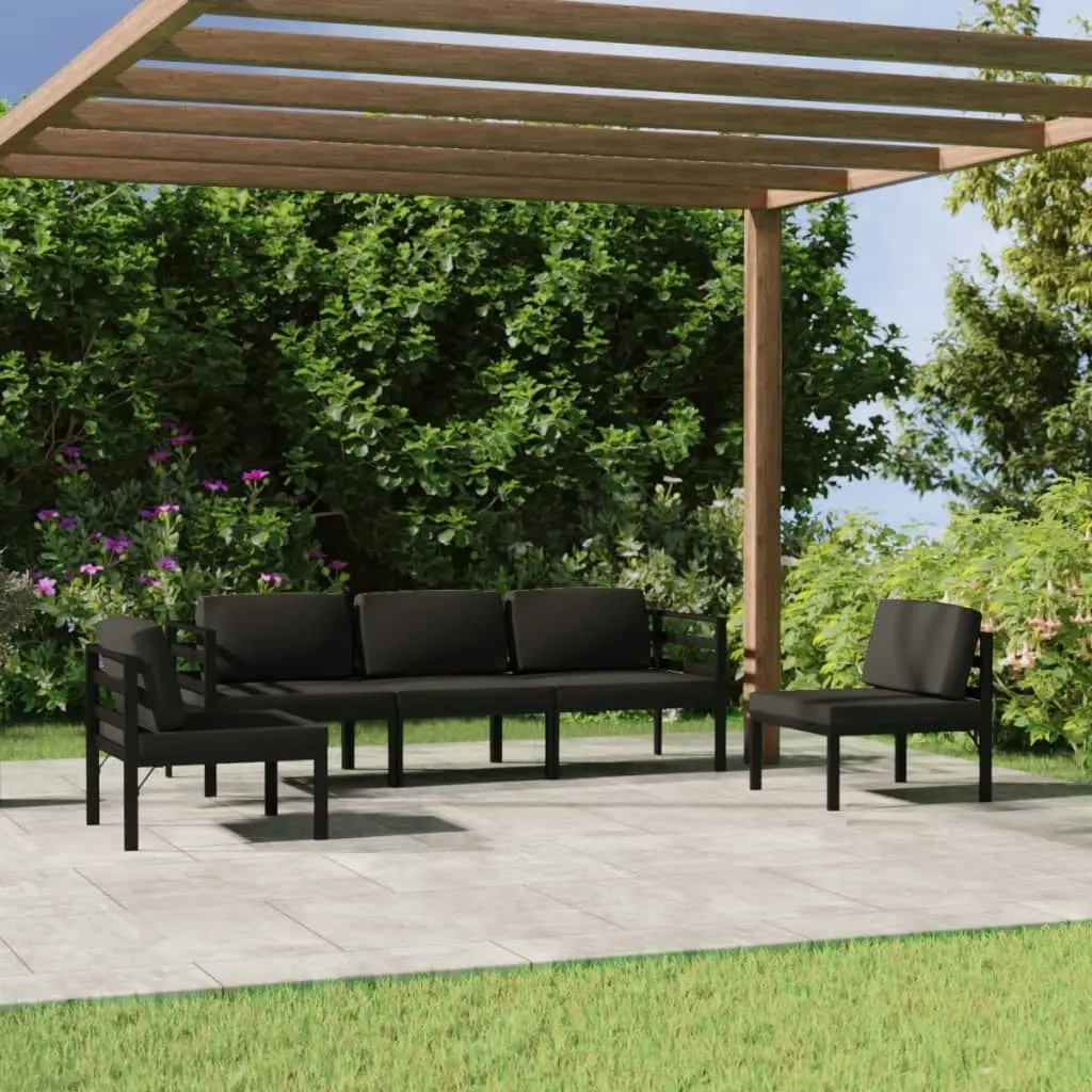 5 Piece Garden Lounge Set with Cushions Aluminium Anthracite 3107790