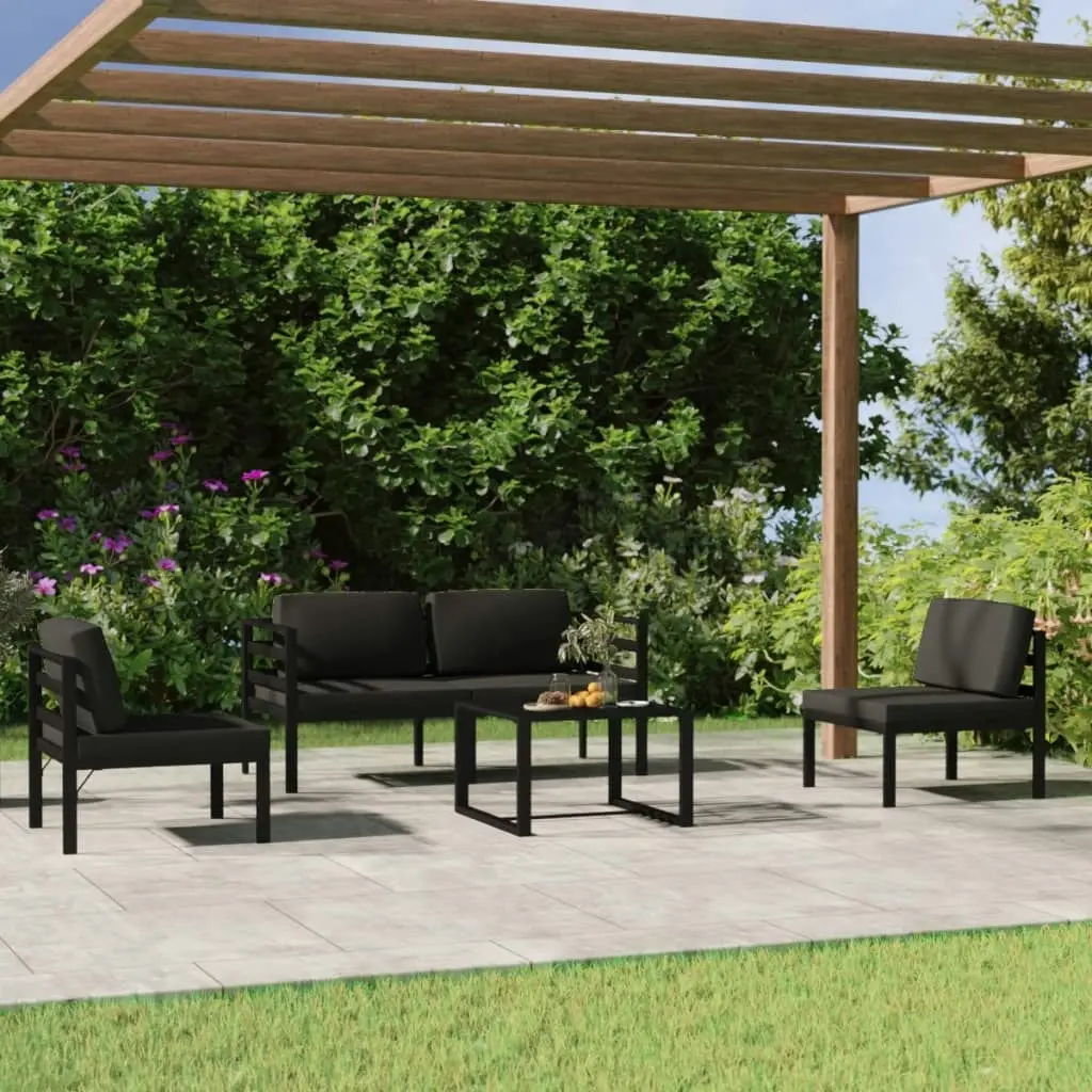 5 Piece Garden Lounge Set with Cushions Aluminium Anthracite 3107788