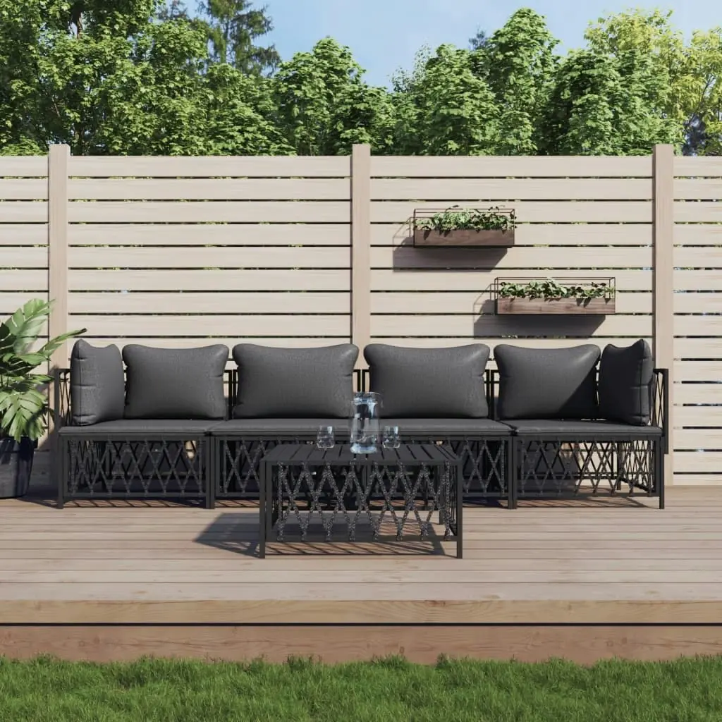 5 Piece Garden Lounge Set with Cushions Anthracite Steel 3186823