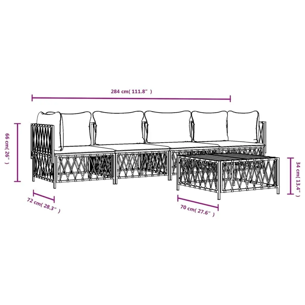 5 Piece Garden Lounge Set with Cushions Anthracite Steel 3186823