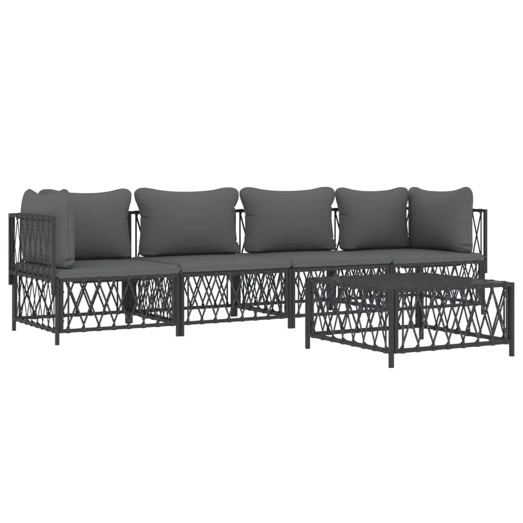 5 Piece Garden Lounge Set with Cushions Anthracite Steel 3186823