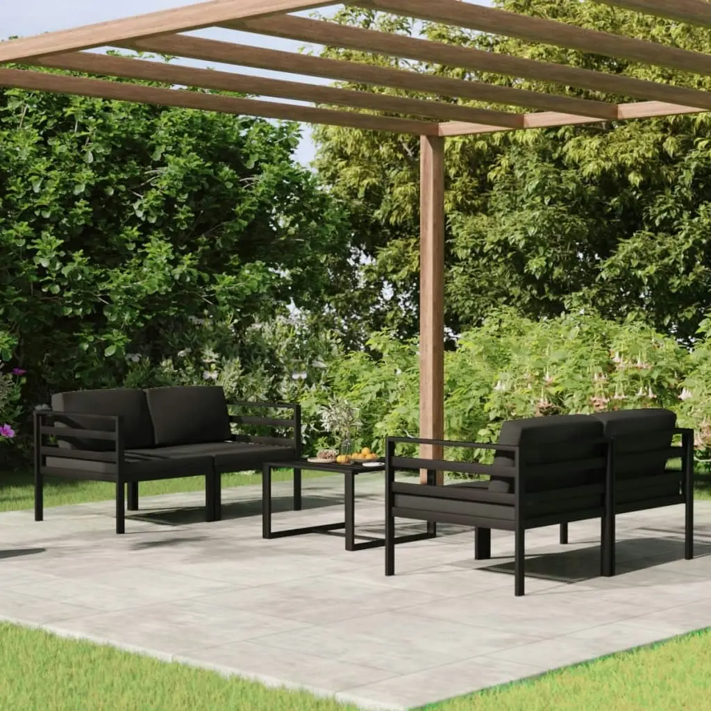 5 Piece Garden Lounge Set with Cushions Aluminium Anthracite 3107808