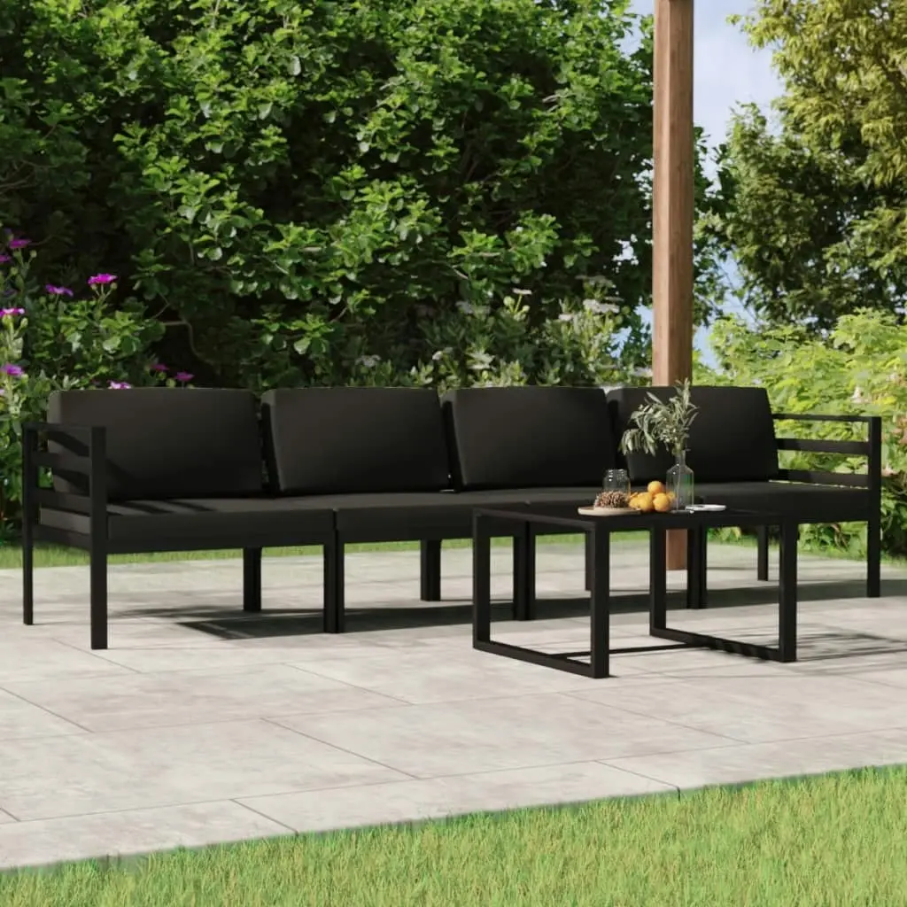 5 Piece Garden Lounge Set with Cushions Aluminium Anthracite 3107778