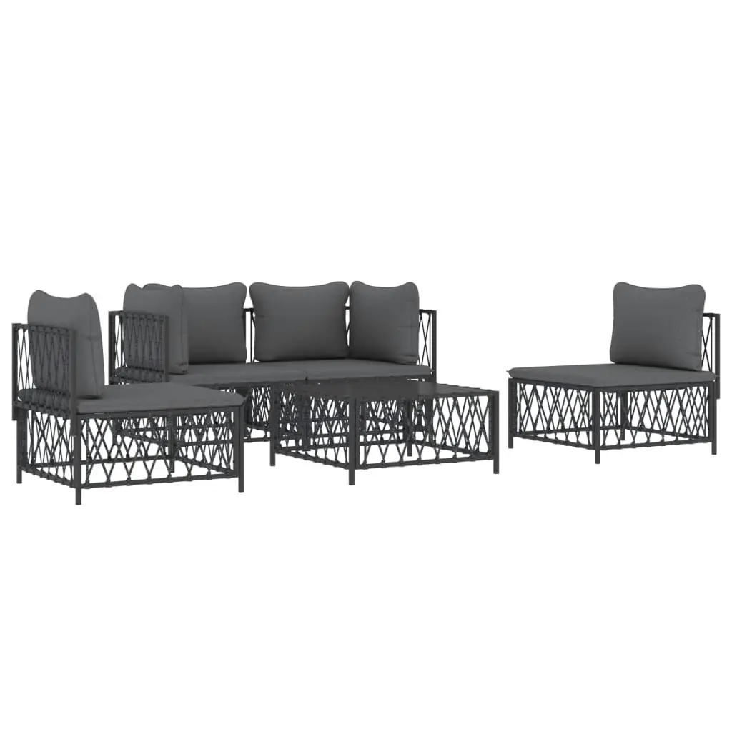 5 Piece Garden Lounge Set with Cushions Anthracite Steel 3186837