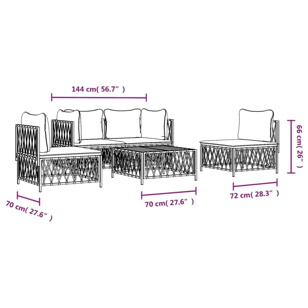 5 Piece Garden Lounge Set with Cushions Anthracite Steel 3186837