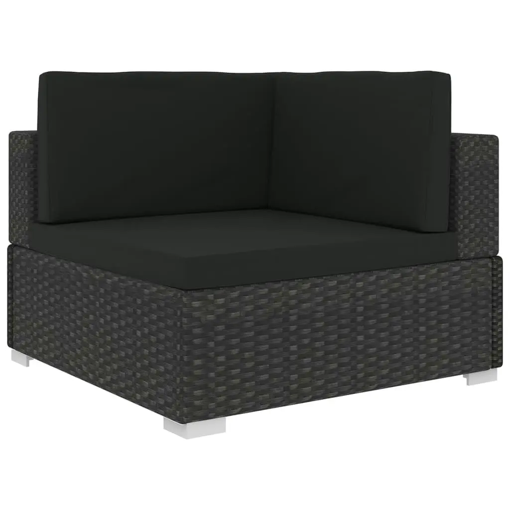 5 Piece Garden Lounge Set with Cushions Poly Rattan Black 46753