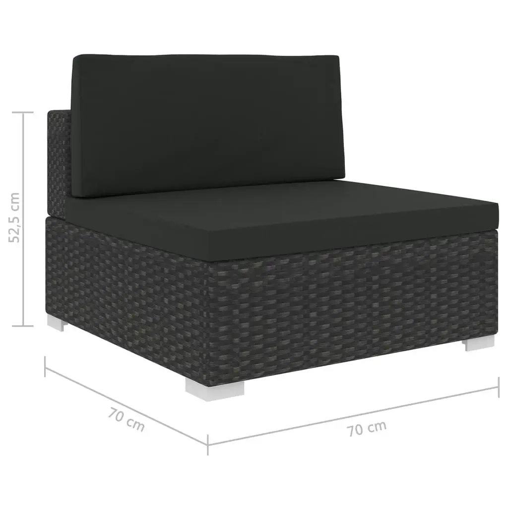 5 Piece Garden Lounge Set with Cushions Poly Rattan Black 46753