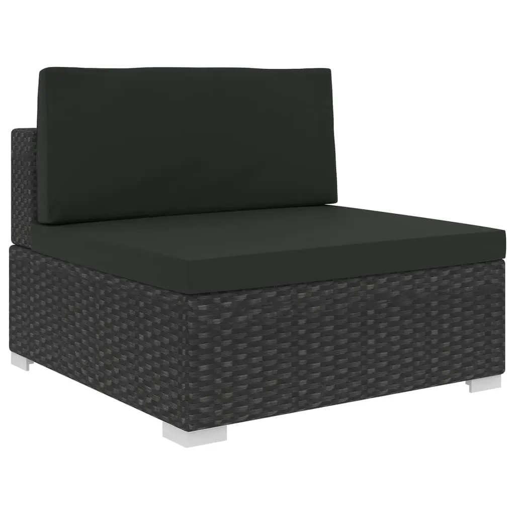 5 Piece Garden Lounge Set with Cushions Poly Rattan Black 46753