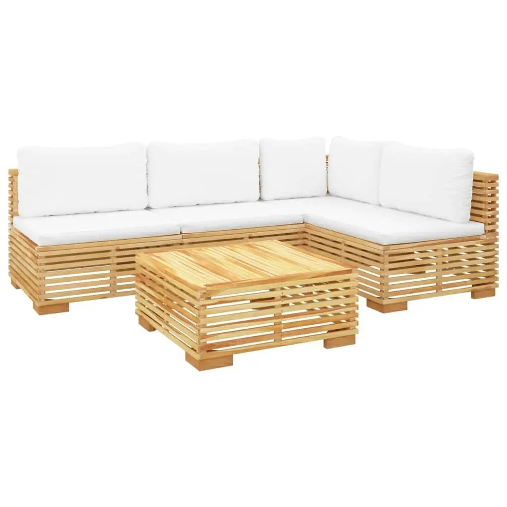 5 Piece Garden Lounge Set with Cushions Solid Teak Wood 3100901