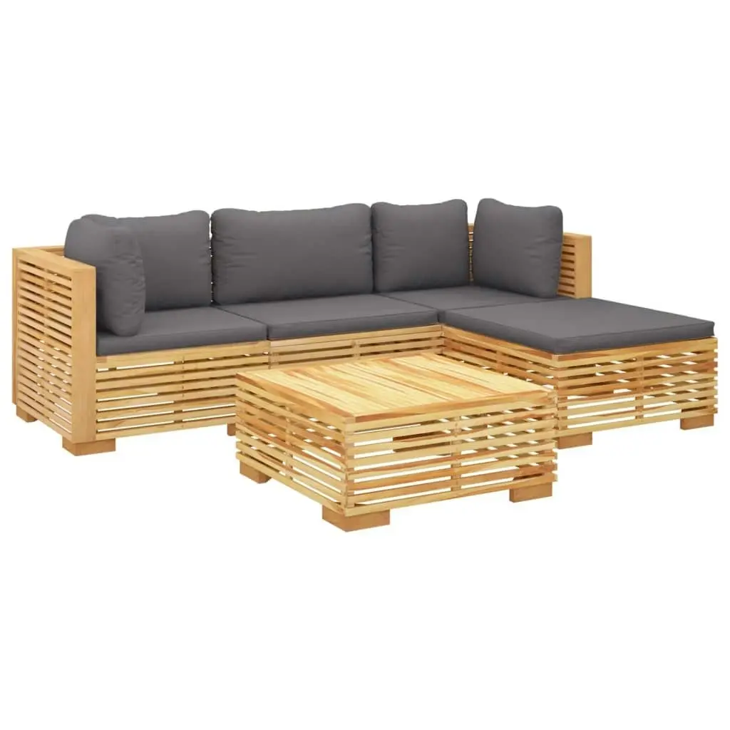 5 Piece Garden Lounge Set with Cushions Solid Wood Teak 3100914