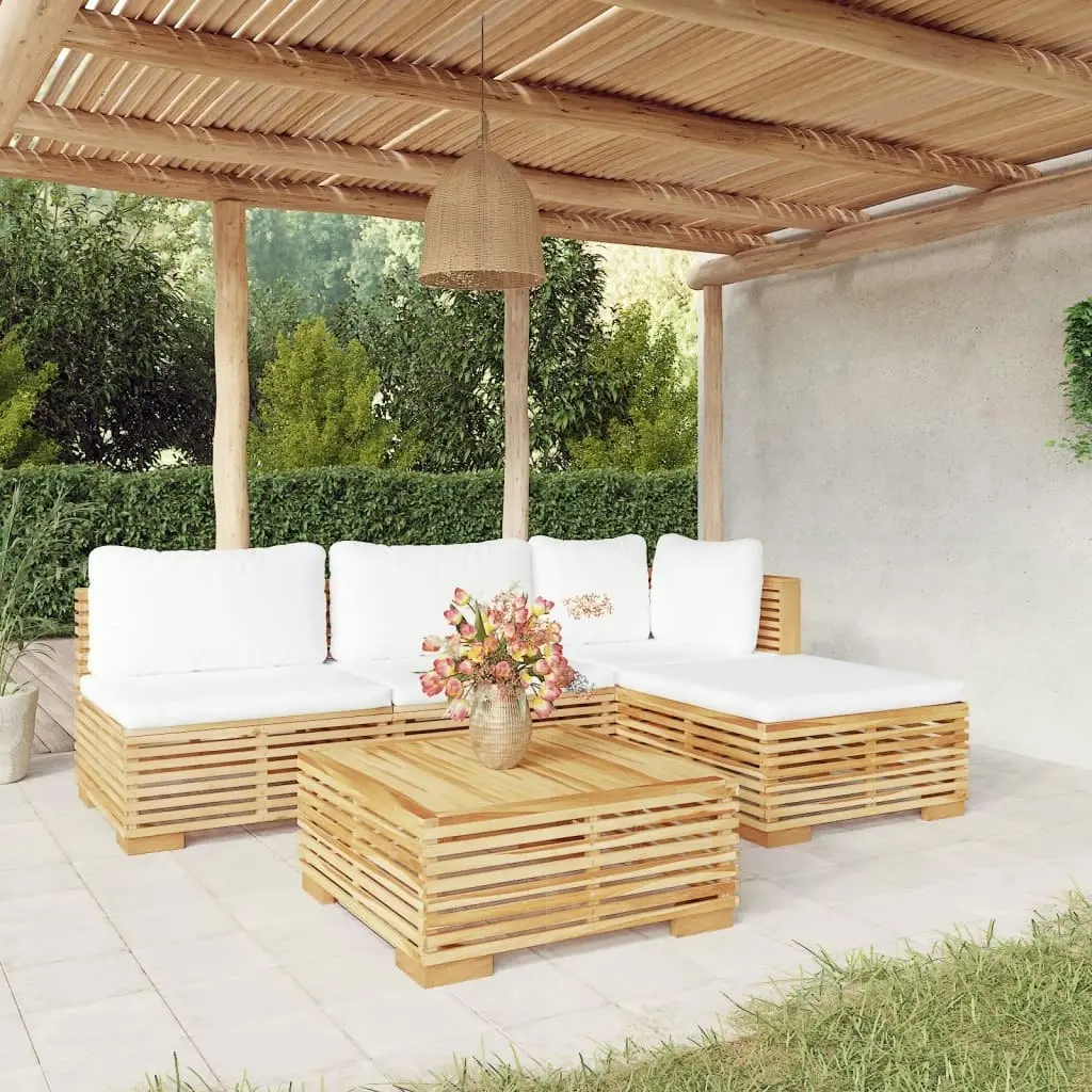 5 Piece Garden Lounge Set with Cushions Solid Wood Teak 3100855