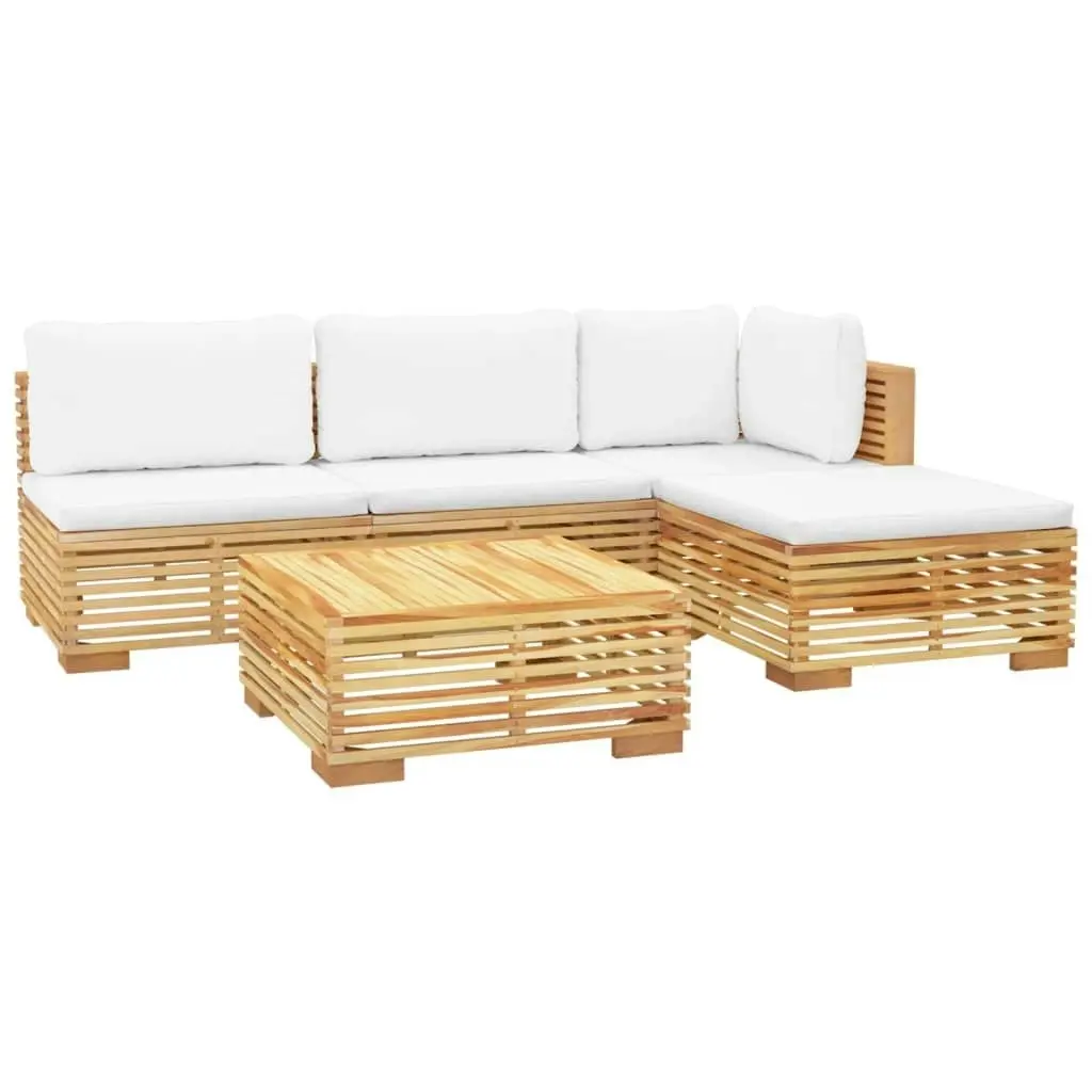 5 Piece Garden Lounge Set with Cushions Solid Wood Teak 3100855