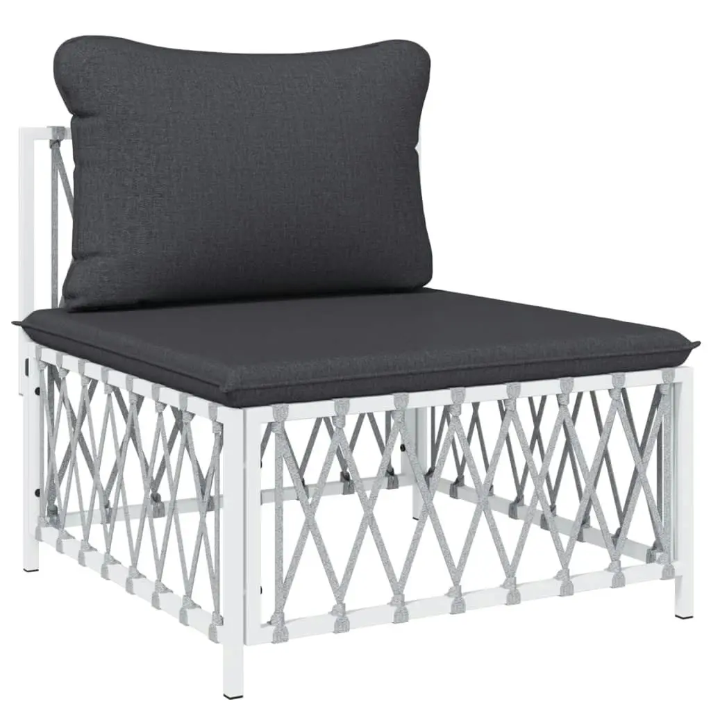 5 Piece Garden Lounge Set with Cushions White Steel 3186870