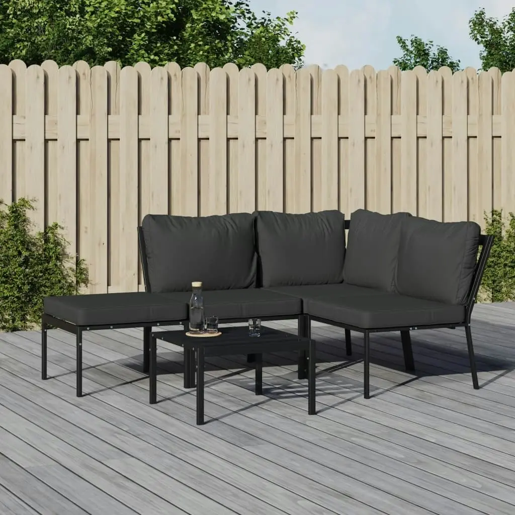 5 Piece Garden Lounge Set with Grey Cushions Steel 3187954