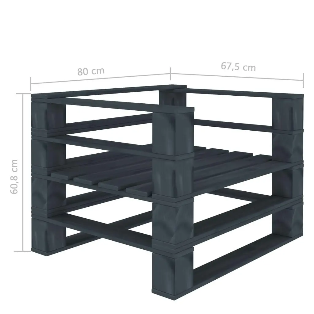 5 Piece Garden Pallet Lounge Set Wood Grey 3072255