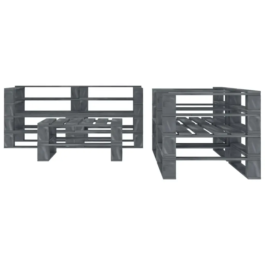 5 Piece Garden Pallet Lounge Set Wood Grey 3072255