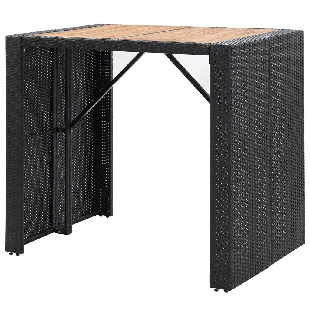 5 Piece Outdoor Bar Set Poly Rattan and Acacia Wood Black 49564