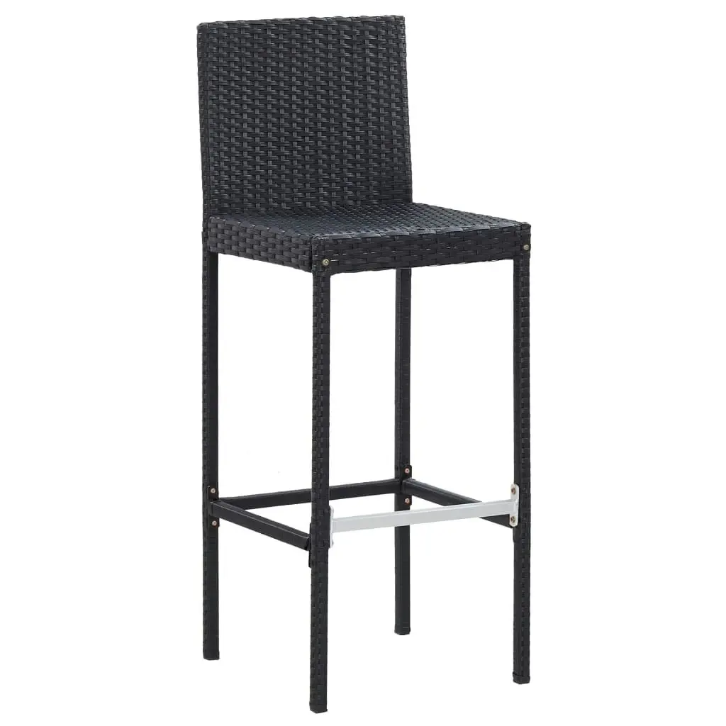 5 Piece Outdoor Bar Set Poly Rattan and Acacia Wood Black 49564