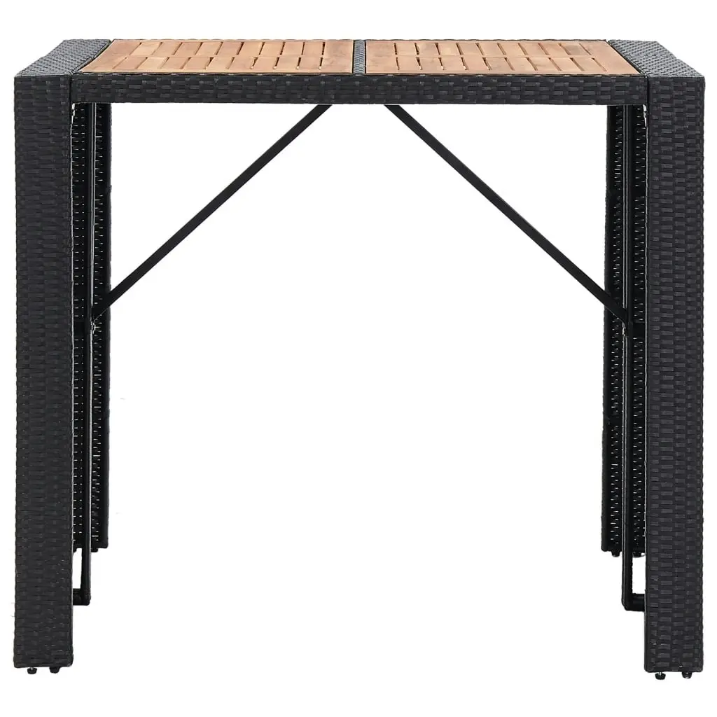 5 Piece Outdoor Bar Set Poly Rattan and Acacia Wood Black 49564