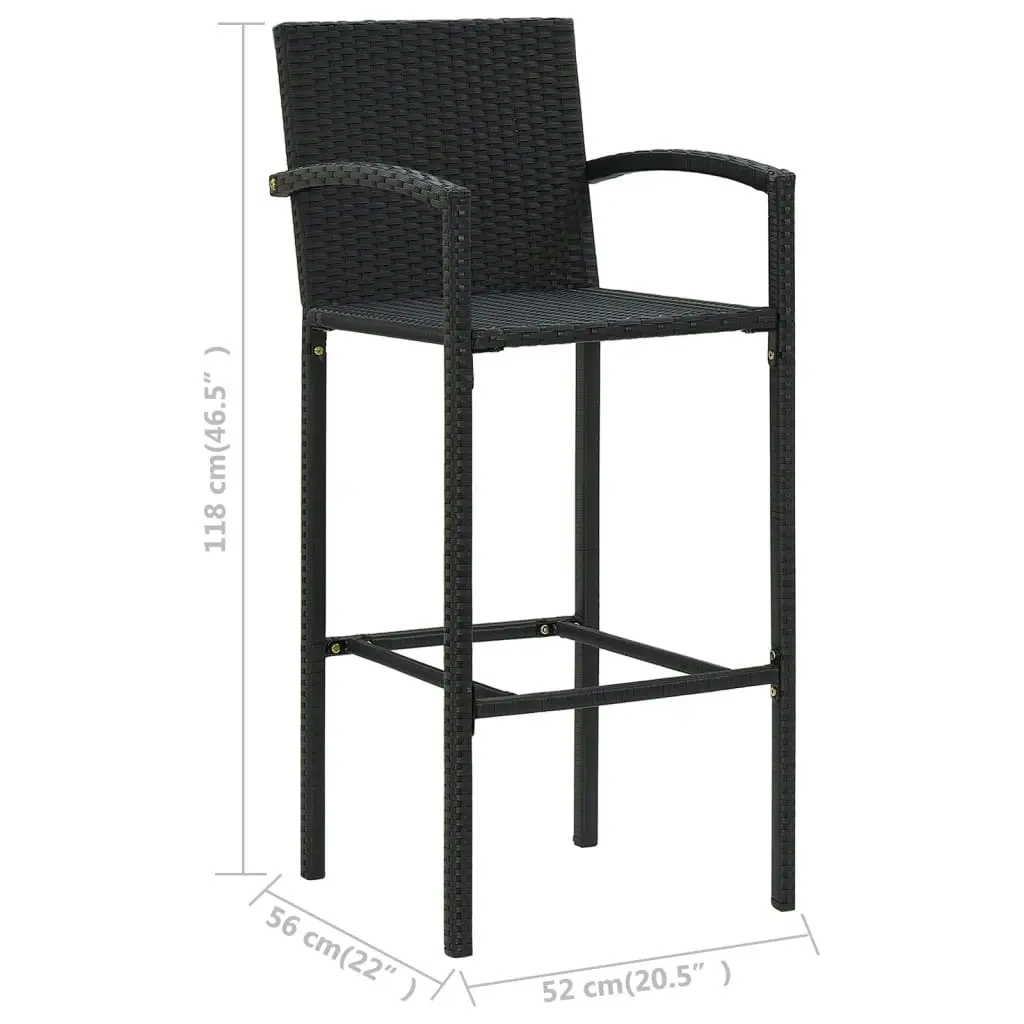 5 Piece Outdoor Bar Set with Armrest Poly Rattan Black 3064811